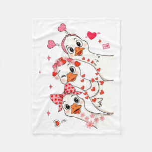 Funny Valentine Goose Nk Coquette Valentines Girls Fleece Blanket