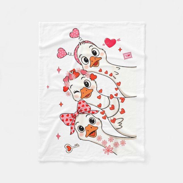 Funny Valentine Goose Nk Coquette Valentines Girls Fleece Blanket (Front)