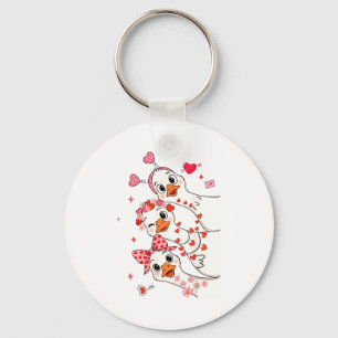 Funny Valentine Goose Nk Coquette Valentines Girls Key Ring