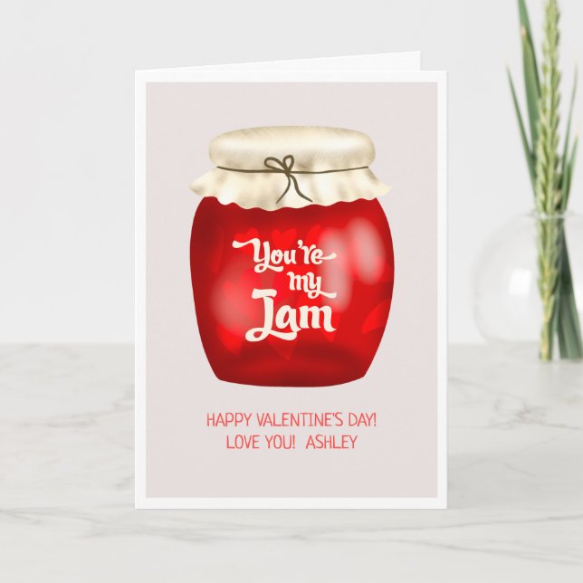 Funny valentine Jam quote beige 3 photos collage Card (Front)