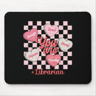 Funny Valentine Librarian Love Heart Mouse Pad