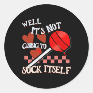 Funny Valentine Lollipop Cheeky Rude Adult Humor C Classic Round Sticker