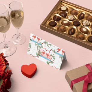 Funny Valentine Pink Flamingos Dance Holiday Card