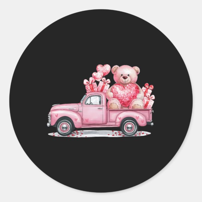Funny Valentine Pink Lovely Car Womens Matching Va Classic Round Sticker (Front)