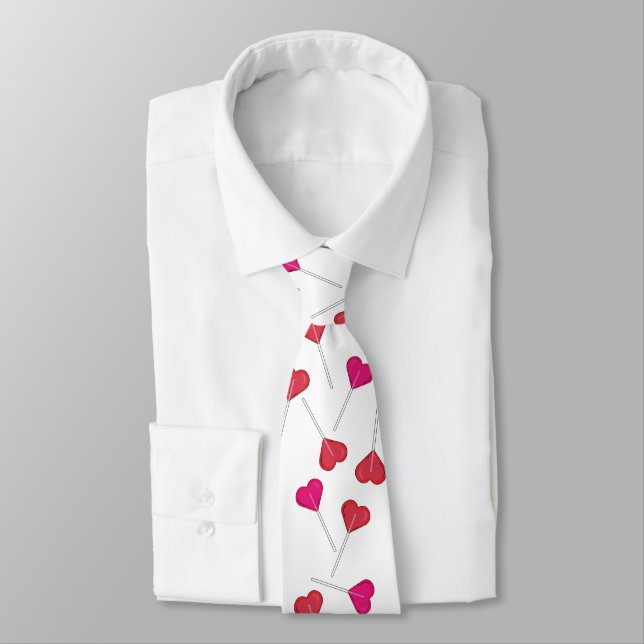 Funny Valentine Red Heart | Lollipop Pattern    Tie (Tied)
