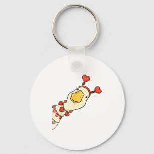 Funny Valentine Silly Gooses Duck Heart Love Match Key Ring