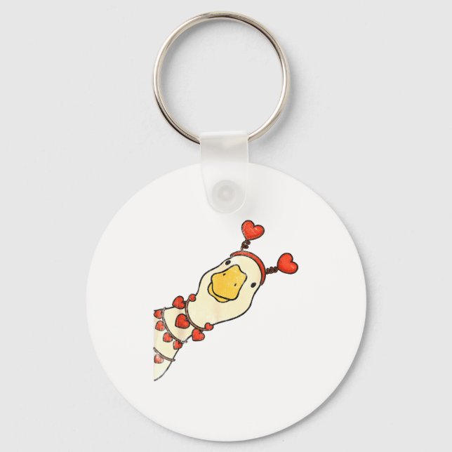 Funny Valentine Silly Gooses Duck Heart Love Match Key Ring (Front)