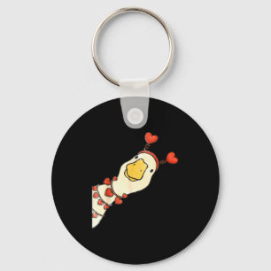 Funny Valentine Silly Gooses Duck Heart Love Match Key Ring
