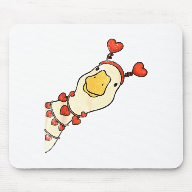 Funny Valentine Silly Gooses Duck Heart Love Match Mouse Pad (Front)