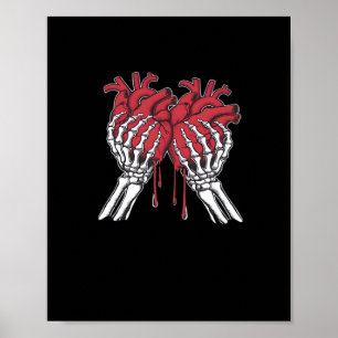 Funny Valentine Skeleton Heart Hands Classic Style Poster
