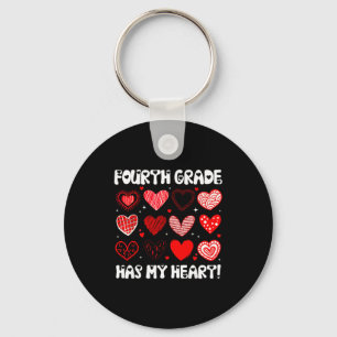 Funny Valentine Teacher Fourth Grade Has My Heart Key Ring