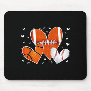 Funny Valentines Baseball Basketball Football Hear Mouse Pad