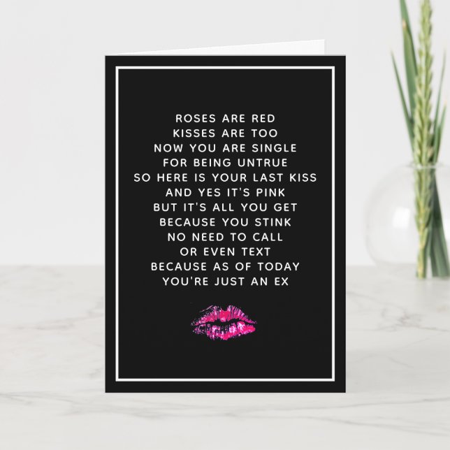 Funny Valentines Boyfriend Breakup Sarcastic Poem Card (Front)