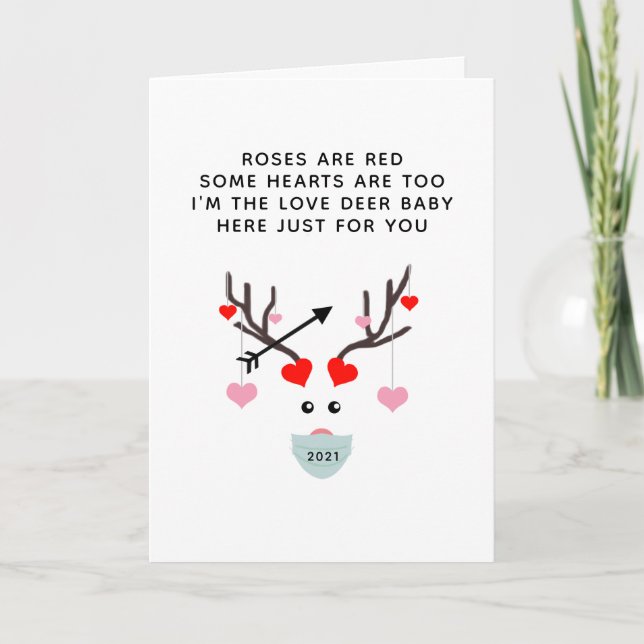 Funny Valentines Day 2021 Love Deer Poem Card (Front)