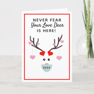 Funny Valentine's Day 2022 Love Deer Hearts  Holiday Card