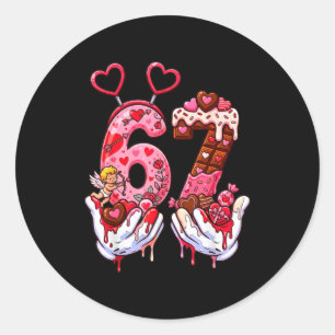 Funny Valentine's Day 67 Meme Hands Six Seven Cud Classic Round Sticker