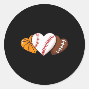 Funny Valentines Day Basketball Baseball Football Classic Round Sticker