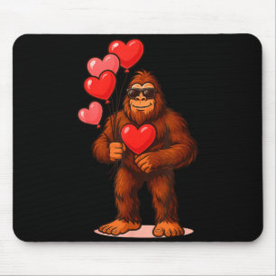 Funny Valentines Day Bigfoot Heart Balloons Sasqua Mouse Pad