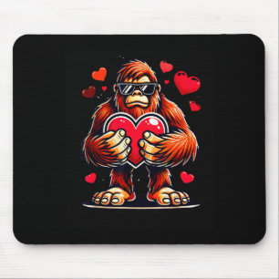 Funny Valentines Day Bigfoot Heart Sungles Sasquat Mouse Pad