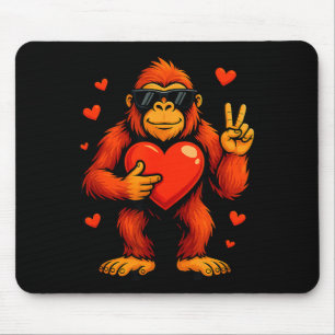 Funny Valentines Day Bigfoot Heart Sungles Sasquat Mouse Pad