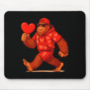 Funny Valentines Day Bigfoot Heart Sungles Sasquat Mouse Pad