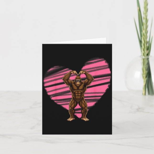 Funny Valentines Day Bigfoot Sungles In Heart Sasq Card (Front)