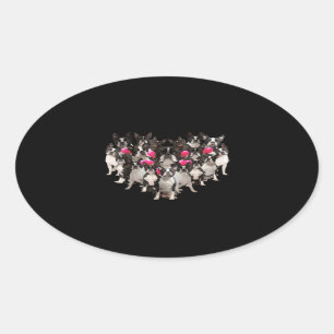 Funny Valentines Day Boston Terrier Heart Gift Dog Oval Sticker