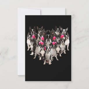 Funny Valentines Day Boston Terrier Heart Gift Dog RSVP Card