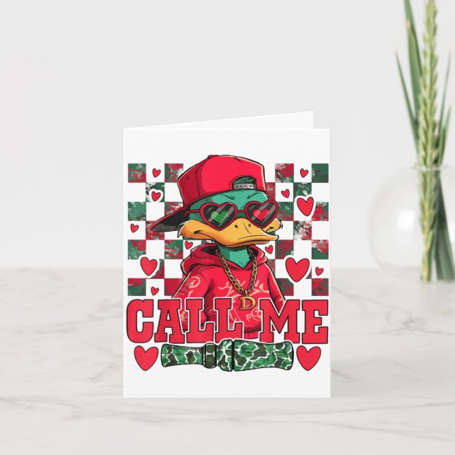 Funny Valentine's Day Boy Duck Hunting Call Me Tod Card (Front)