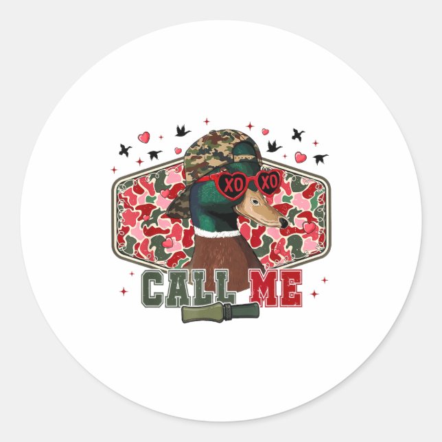 Funny Valentine's Day Boy Duck Hunting Call Me Tod Classic Round Sticker (Front)