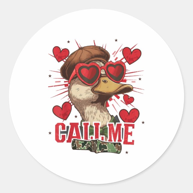 Funny Valentine's Day Boy Duck Hunting Call Me Tod Classic Round Sticker (Front)