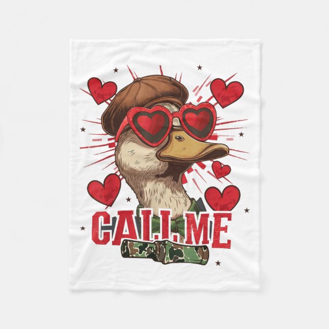 Funny Valentine's Day Boy Duck Hunting Call Me Tod Fleece Blanket (Front)