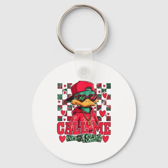 Funny Valentine's Day Boy Duck Hunting Call Me Tod Key Ring (Front)
