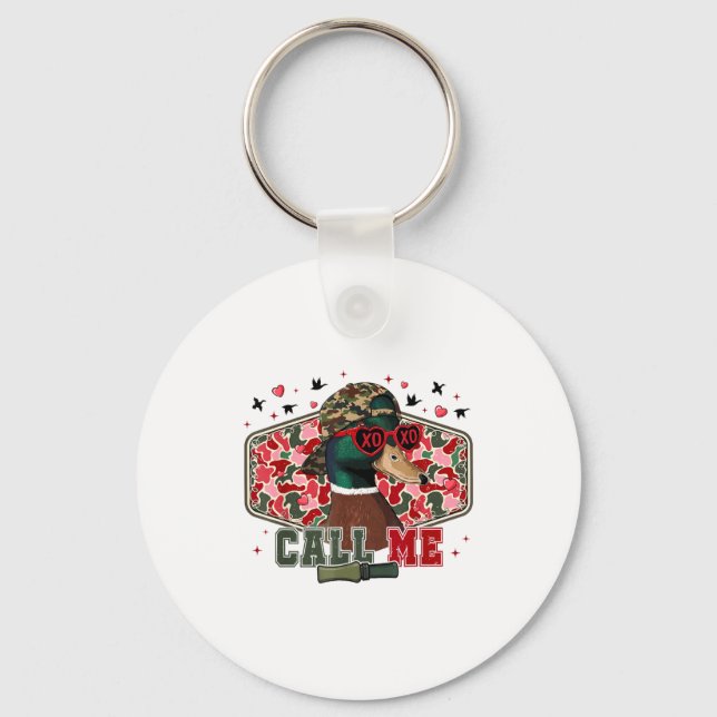 Funny Valentine's Day Boy Duck Hunting Call Me Tod Key Ring (Front)