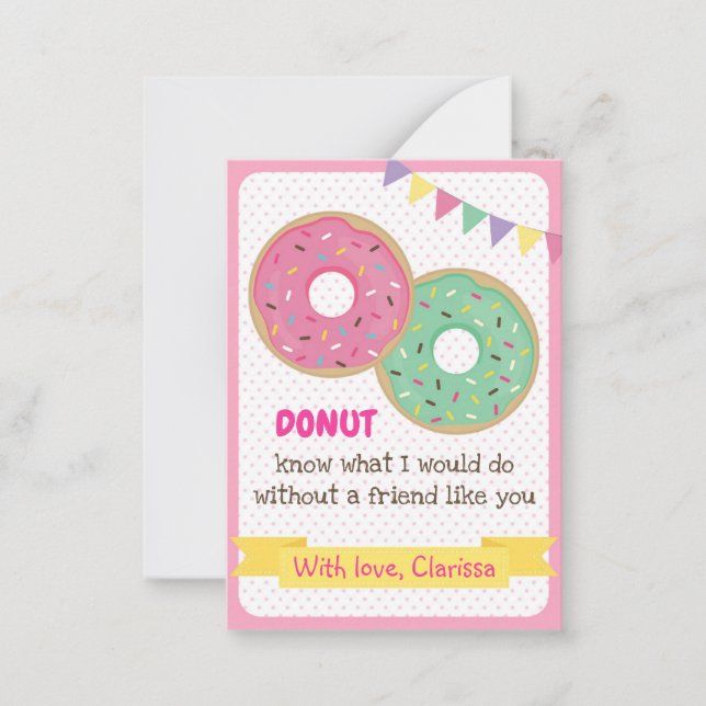 Funny Valentines Day Card Girls Doughnut (Classroo (Front)
