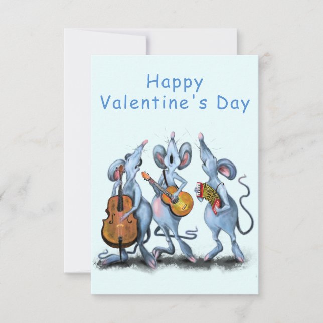 Funny Valentine's Day Card Romantic Musical Mouse (Front)