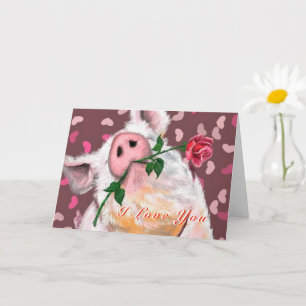 Funny Valentine's Day Card with Gentleman Pig