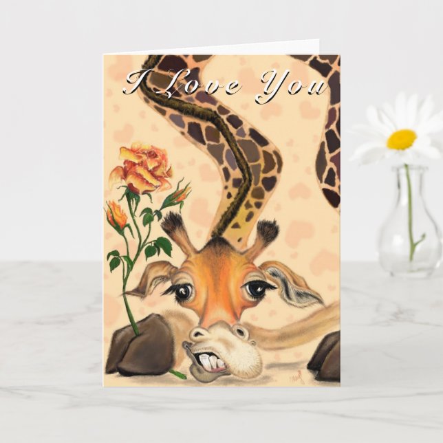 Funny Valentine's Day Card with Romantic Giraffe (Small Plant)