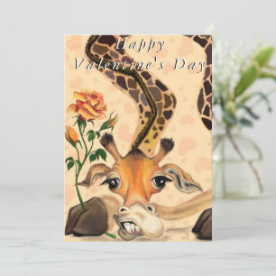Funny Valentine's Day Card with Romantic Giraffe