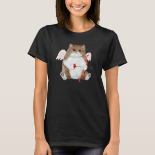 Funny Valentine's Day Cat Cupid Heart Persian Kitt T-Shirt