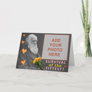 Funny Valentine's Day Charles Darwin Custom Photo Holiday Card