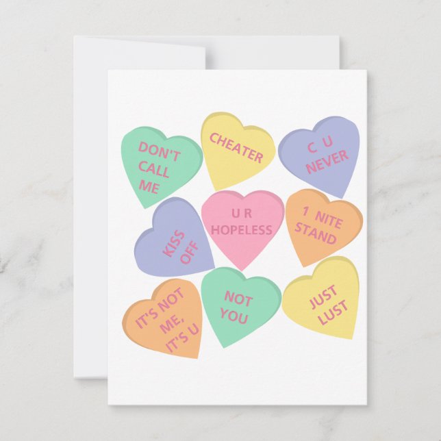 Funny Valentine's Day conversation hearts Holiday Card (Front)