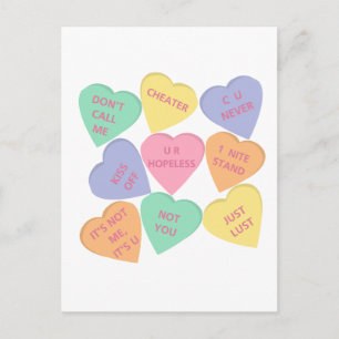 Funny Valentine's Day conversation hearts Holiday Postcard
