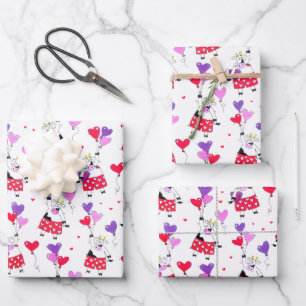 Funny Valentine's Day Cow Pattern Wrapping Paper Sheet
