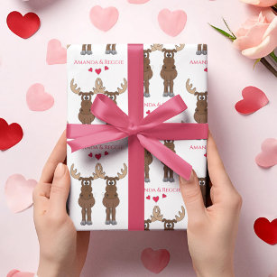 Funny Valentine's Day Cute Fun Moose Custom Wrapping Paper