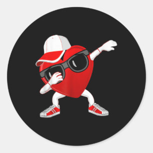 Funny Valentines Day Dabbing Heart For Kids Adults Classic Round Sticker