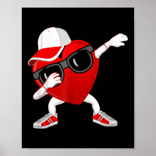 Funny Valentines Day Dabbing Heart For Kids Adults Poster