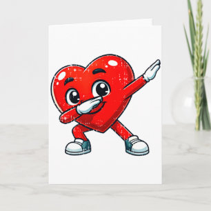 Funny Valentines Day Dabbing Heart Lover Men Kids Card