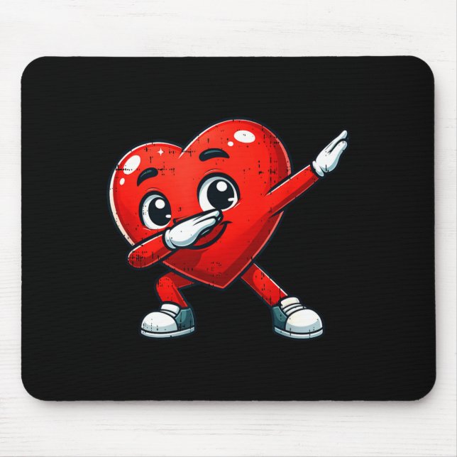 Funny Valentines Day Dabbing Heart Lover Men Kids  Mouse Pad (Front)