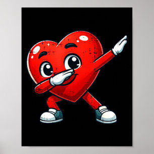 Funny Valentines Day Dabbing Heart Lover Men Kids  Poster